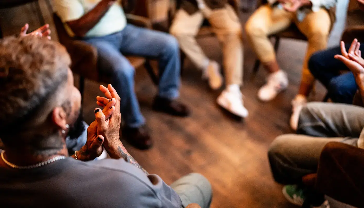 A group session for addiction therapy such as alcoholism
