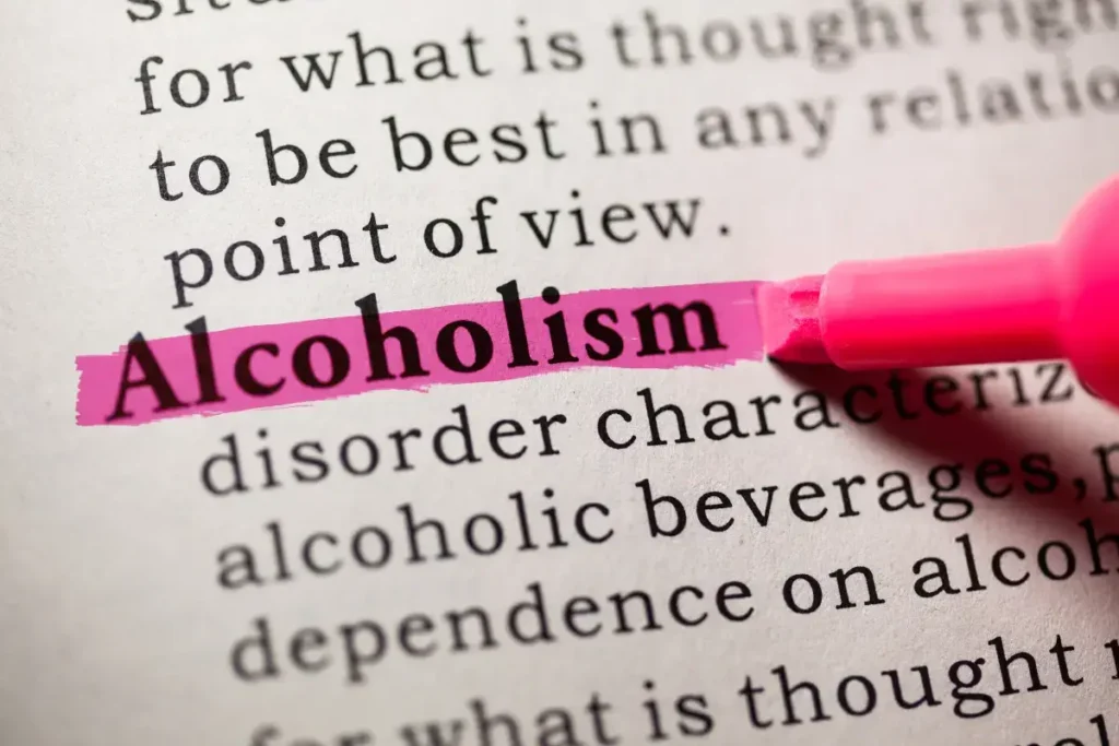 Alcoholism in a dictionary being highlighted