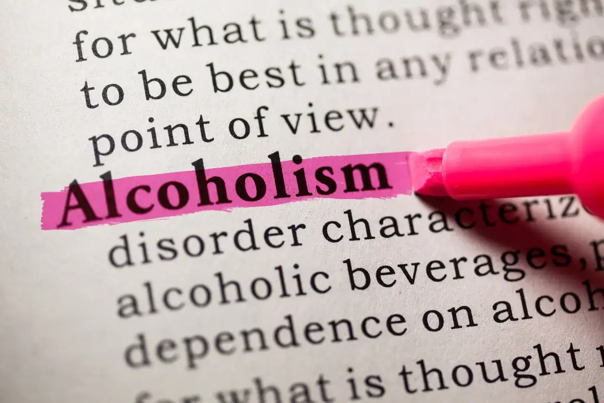 Alcoholism in a dictionary being highlighted